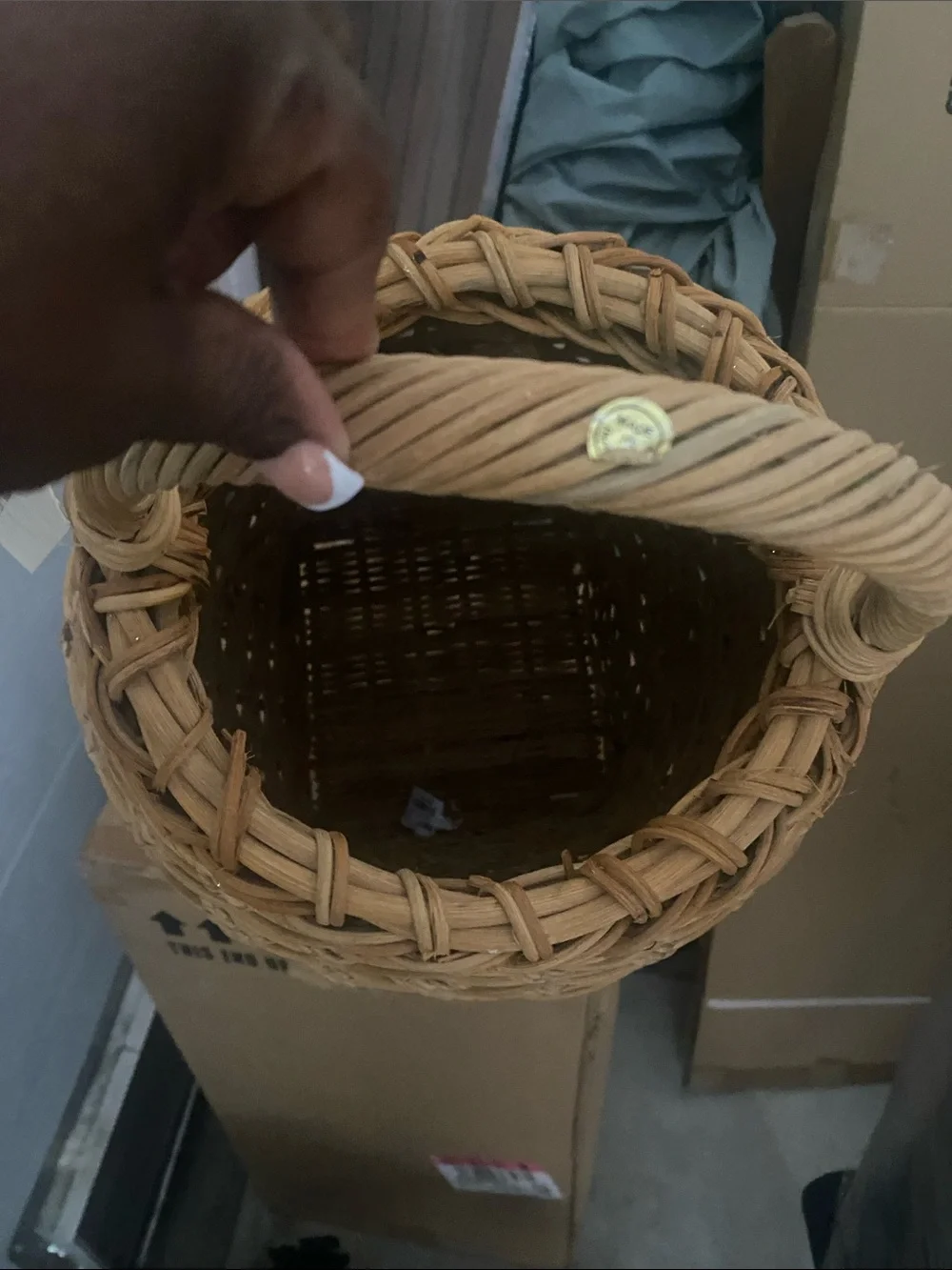 Tall Wicker Basket with handle